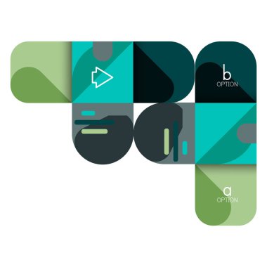 Infographics seçeneği ve adım adım içinde yuvarlak kareler, grafik, grafik, diyagram seçenekleri, parçalar, süreçleri ile unsuru