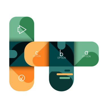 Infographics seçeneği ve adım adım içinde yuvarlak kareler, grafik, grafik, diyagram seçenekleri, parçalar, süreçleri ile unsuru