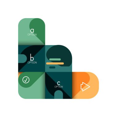 Infographics seçeneği ve adım adım içinde yuvarlak kareler, grafik, grafik, diyagram seçenekleri, parçalar, süreçleri ile unsuru