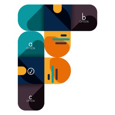 Infographics seçeneği ve adım adım içinde yuvarlak kareler, grafik, grafik, diyagram seçenekleri, parçalar, süreçleri ile unsuru