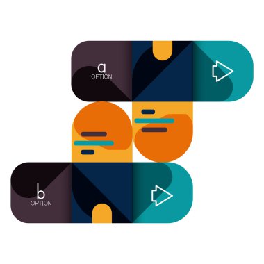 Infographics seçeneği ve adım adım içinde yuvarlak kareler, grafik, grafik, diyagram seçenekleri, parçalar, süreçleri ile unsuru