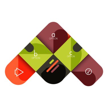 Infographics seçeneği ve adım adım içinde yuvarlak kareler, grafik, grafik, diyagram seçenekleri, parçalar, süreçleri ile unsuru