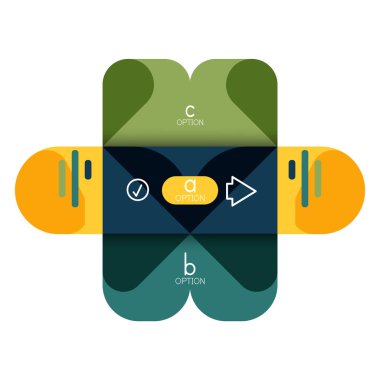 Infographics seçeneği ve adım adım içinde yuvarlak kareler, grafik, grafik, diyagram seçenekleri, parçalar, süreçleri ile unsuru