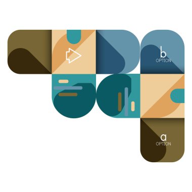 Infographics seçeneği ve adım adım içinde yuvarlak kareler, grafik, grafik, diyagram seçenekleri, parçalar, süreçleri ile unsuru