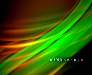 Neon parlayan dalga, sihirli enerji ve ışık arka plan. Vektör duvar kağıdı şablonu