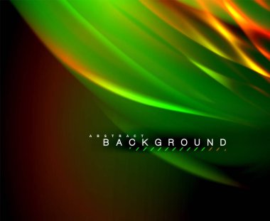 Neon parlayan dalga, sihirli enerji ve ışık arka plan. Vektör duvar kağıdı şablonu