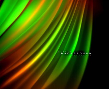 Neon parlayan dalga, sihirli enerji ve ışık arka plan. Vektör duvar kağıdı şablonu