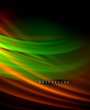 Neon parlayan dalga, sihirli enerji ve ışık arka plan. Vektör duvar kağıdı şablonu