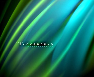 Neon parlayan dalga, sihirli enerji ve ışık arka plan. Vektör duvar kağıdı şablonu