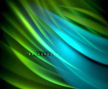 Neon parlayan dalga, sihirli enerji ve ışık arka plan. Vektör duvar kağıdı şablonu