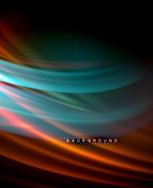 Neon parlayan dalga, sihirli enerji ve ışık arka plan. Vektör duvar kağıdı şablonu