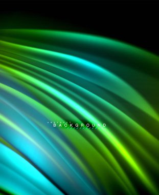 Neon parlayan dalga, sihirli enerji ve ışık arka plan. Vektör duvar kağıdı şablonu