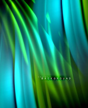 Neon parlayan dalga, sihirli enerji ve ışık arka plan. Vektör duvar kağıdı şablonu