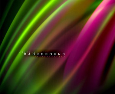 Neon parlayan dalga, sihirli enerji ve ışık arka plan. Vektör duvar kağıdı şablonu