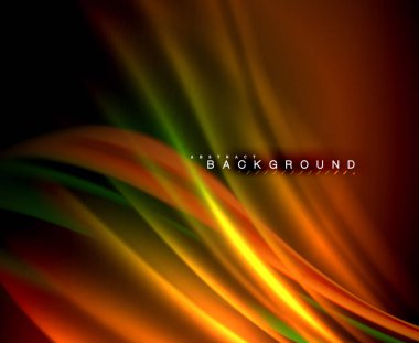 Neon parlayan dalga, sihirli enerji ve ışık arka plan. Vektör duvar kağıdı şablonu