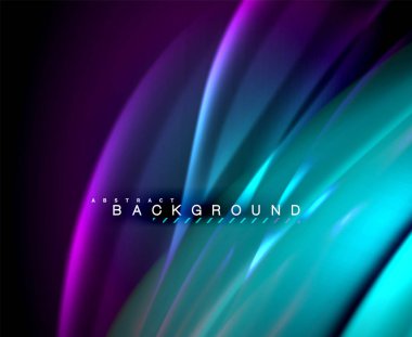 Neon parlayan dalga, sihirli enerji ve ışık arka plan. Vektör duvar kağıdı şablonu