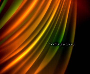 Neon parlayan dalga, sihirli enerji ve ışık arka plan. Vektör duvar kağıdı şablonu