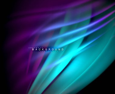 Neon parlayan dalga, sihirli enerji ve ışık arka plan. Vektör duvar kağıdı şablonu