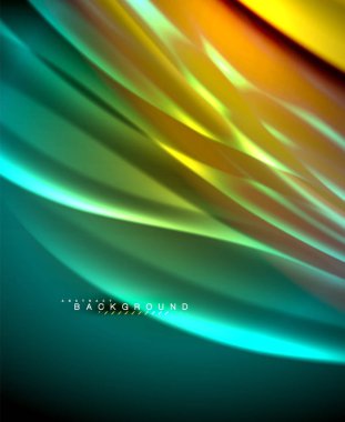 Neon parlayan dalga, sihirli enerji ve ışık arka plan. Vektör duvar kağıdı şablonu