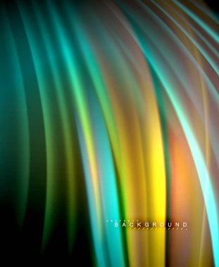 Neon parlayan dalga, sihirli enerji ve ışık arka plan. Vektör duvar kağıdı şablonu