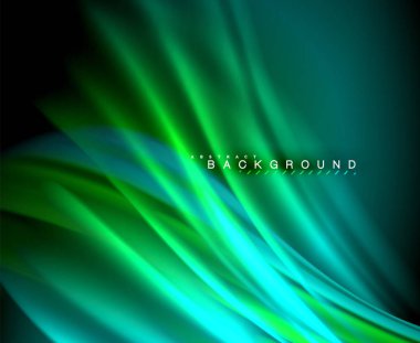 Neon parlayan dalga, sihirli enerji ve ışık arka plan. Vektör duvar kağıdı şablonu