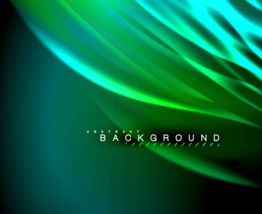 Neon parlayan dalga, sihirli enerji ve ışık arka plan. Vektör duvar kağıdı şablonu