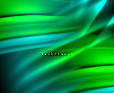 Neon parlayan dalga, sihirli enerji ve ışık arka plan. Vektör duvar kağıdı şablonu, illüstrasyon