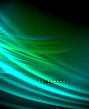 Neon parlayan dalga, sihirli enerji ve ışık arka plan. Vektör duvar kağıdı şablonu