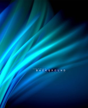 Neon parlayan dalga, sihirli enerji ve ışık arka plan. Vektör duvar kağıdı şablonu