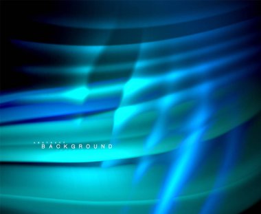 Neon parlayan dalga, sihirli enerji ve ışık arka plan. Vektör duvar kağıdı şablonu