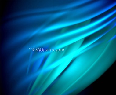 Neon parlayan dalga, sihirli enerji ve ışık arka plan. Vektör duvar kağıdı şablonu