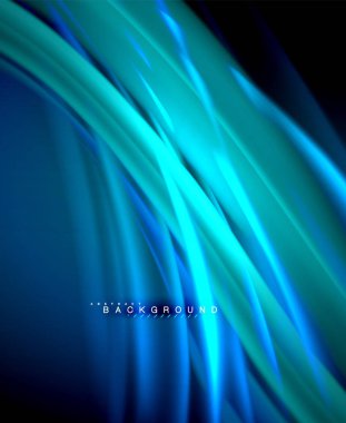 Neon parlayan dalga, sihirli enerji ve ışık arka plan. Vektör duvar kağıdı şablonu