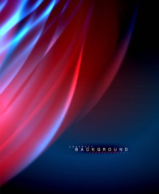 Neon parlayan dalga, sihirli enerji ve ışık arka plan. Vektör duvar kağıdı şablonu