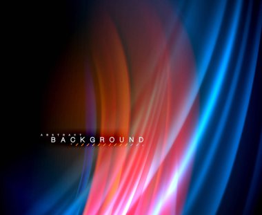 Neon parlayan dalga, sihirli enerji ve ışık arka plan. Vektör duvar kağıdı şablonu