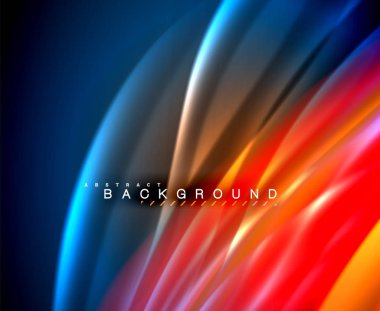 Neon parlayan dalga, sihirli enerji ve ışık arka plan. Vektör duvar kağıdı şablonu, illüstrasyon