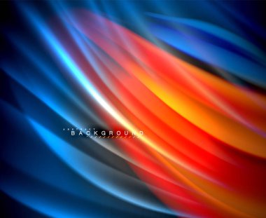 Neon parlayan dalga, sihirli enerji ve ışık arka plan. Vektör duvar kağıdı şablonu