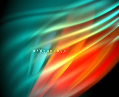 Neon parlayan dalga, sihirli enerji ve ışık arka plan. Vektör duvar kağıdı şablonu