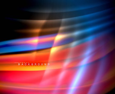 Neon parlayan dalga, sihirli enerji ve ışık arka plan. Vektör duvar kağıdı şablonu