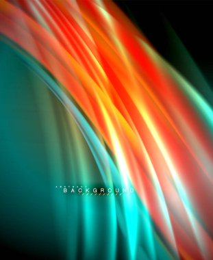 Neon parlayan dalga, sihirli enerji ve ışık arka plan. Vektör duvar kağıdı şablonu