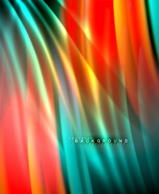 Neon parlayan dalga, sihirli enerji ve ışık arka plan. Vektör duvar kağıdı şablonu