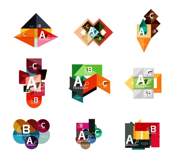 幾何学的なインフォ グラフィックのセットのバナー、図形を色分けすると紙情報 b c オプション図作成 — ストックベクタ