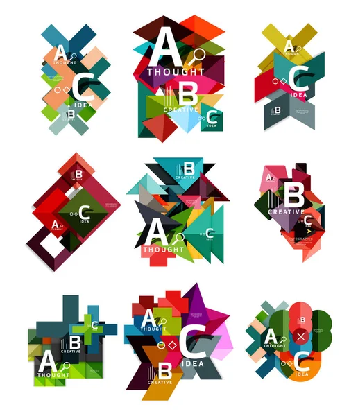 Set di banner opzionali geometrici in carta, modelli infografici — Vettoriale Stock