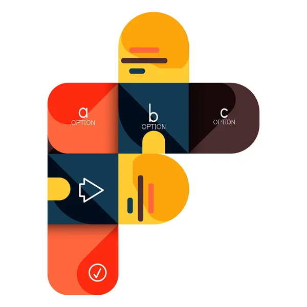 Infografik Option und Schritt für Schritt in abgerundeten Quadraten, Element von Diagramm, Diagramm, Diagramm mit Optionen, Teilen, Prozessen — Stockvektor