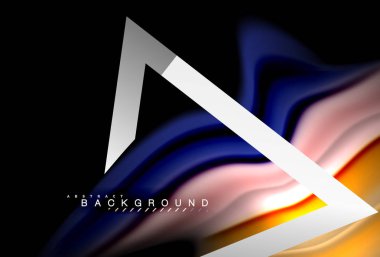 Gökkuşağı sıvı geometrik şekil dalga ve metalik renkler