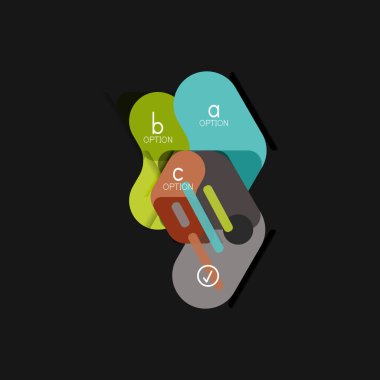 Düz tasarım geometrik infographics, ok şekli vektör etiket veya etiket, Fiyat etiketleri, promosyon rozet, simgesi tasarım, kağıt tarzı düzeni verileri grafik görselleştirme adım adım süreci için için teklif