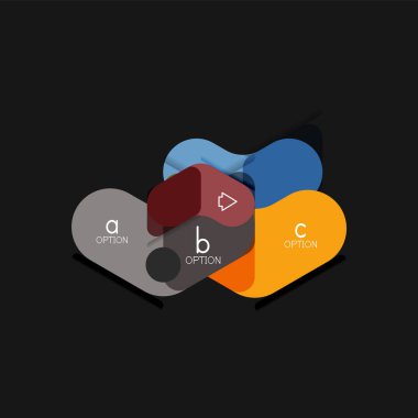 Düz tasarım geometrik infographics, ok şekli vektör etiket veya etiket, Fiyat etiketleri, promosyon rozet, simgesi tasarım, kağıt tarzı düzeni verileri grafik görselleştirme adım adım süreci için için teklif