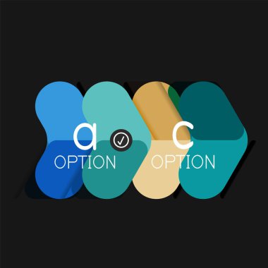 Düz tasarım geometrik infographics, ok şekli vektör etiket veya etiket, Fiyat etiketleri, promosyon rozet, simgesi tasarım, kağıt tarzı düzeni verileri grafik görselleştirme adım adım süreci için için teklif