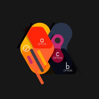 Düz tasarım geometrik infographics, ok şekli vektör etiket veya etiket, Fiyat etiketleri, promosyon rozet, simgesi tasarım, kağıt tarzı düzeni verileri grafik görselleştirme adım adım süreci için için teklif