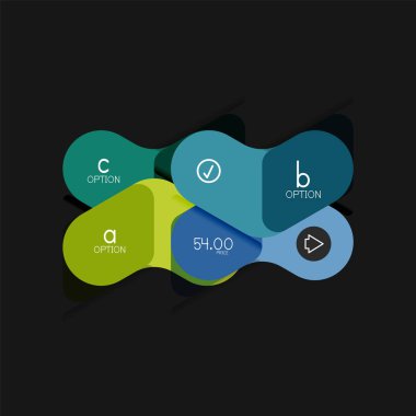 Düz tasarım geometrik infographics, ok şekli vektör etiket veya etiket, Fiyat etiketleri, promosyon rozet, simgesi tasarım, kağıt tarzı düzeni verileri grafik görselleştirme adım adım süreci için için teklif