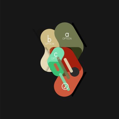 Düz tasarım geometrik infographics, ok şekli vektör etiket veya etiket, Fiyat etiketleri, promosyon rozet, simgesi tasarım, kağıt tarzı düzeni verileri grafik görselleştirme adım adım süreci için için teklif